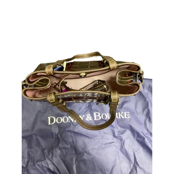 NWT Dooney &Bourke Purse Women’s 1Size Double Strap Tassels Croc Embossed Brown - Picture 7 of 11